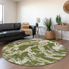Piper Looms Mayfield Abstract AMF1035 Olive Machine Washable Area Rug Round Lifestyle Image Feature