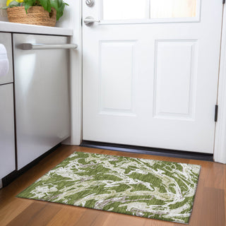 Piper Looms Mayfield Abstract AMF1035 Olive Machine Washable Area Rug Scatter Lifestyle Image Feature