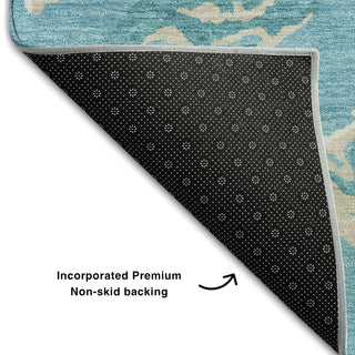 Piper Looms Mayfield Abstract AMF1035 Teal Machine Washable Area Rug Backing Image