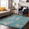 Piper Looms Mayfield Abstract AMF1035 Teal Machine Washable Area Rug Lifestyle Image Feature