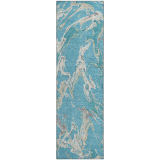Piper Looms Mayfield Abstract AMF1035 Teal Machine Washable Area Rug Runner Main Image