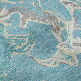Piper Looms Mayfield Abstract AMF1035 Teal Machine Washable Area Rug Swatch Image