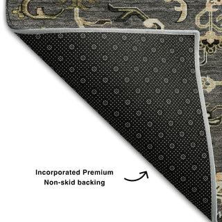 Piper Looms Mayfield Oriental AMF1036 Black Machine Washable Area Rug Backing Image