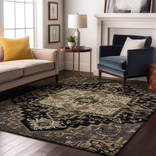 Piper Looms Mayfield Oriental AMF1036 Black Machine Washable Area Rug Lifestyle Image Feature