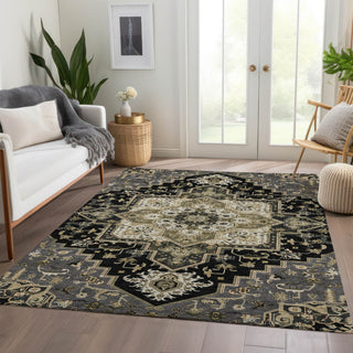 Piper Looms Mayfield Oriental AMF1036 Black Machine Washable Area Rug Lifestyle Image Feature