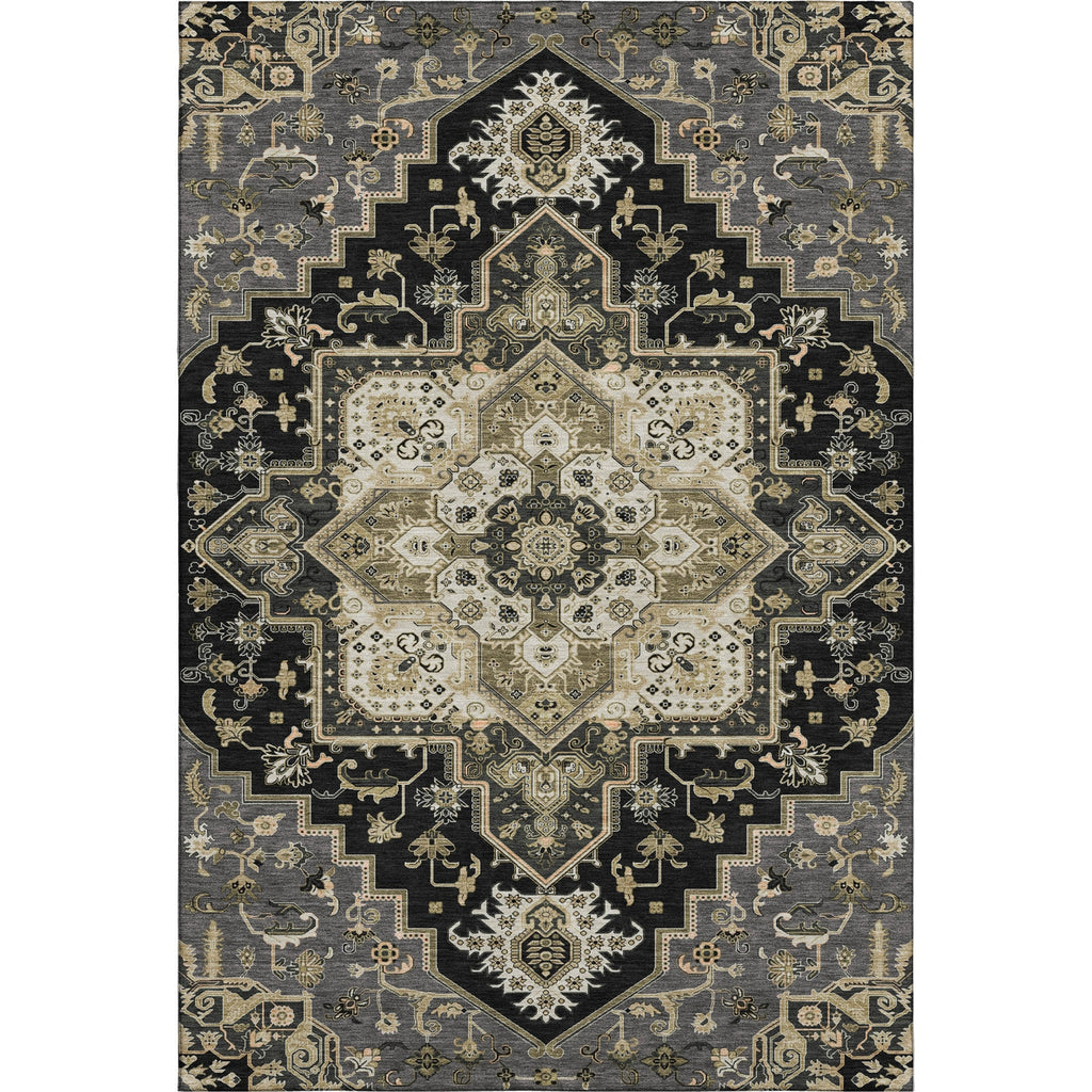 Piper Looms Mayfield Oriental AMF1036 Black Machine Washable Area Rug main image
