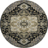 Piper Looms Mayfield Oriental AMF1036 Black Machine Washable Area Rug Round Main Image