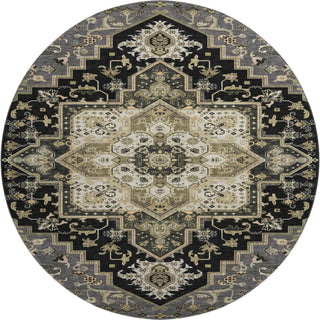 Piper Looms Mayfield Oriental AMF1036 Black Machine Washable Area Rug Round Main Image