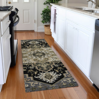 Piper Looms Mayfield Oriental AMF1036 Black Machine Washable Area Rug Runner Lifestyle Image Feature