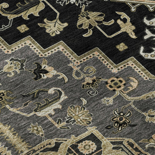 Piper Looms Mayfield Oriental AMF1036 Black Machine Washable Area Rug Swatch Image