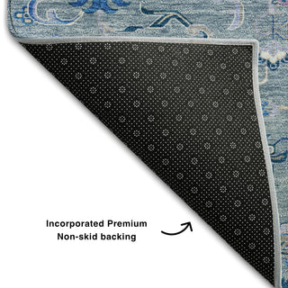 Piper Looms Mayfield Oriental AMF1036 Blue Machine Washable Area Rug Backing Image