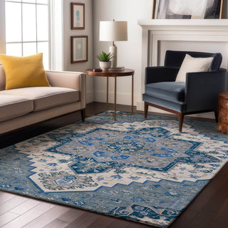Piper Looms Mayfield Oriental AMF1036 Blue Machine Washable Area Rug Lifestyle Image Feature