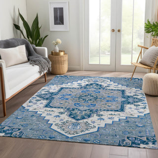 Piper Looms Mayfield Oriental AMF1036 Blue Machine Washable Area Rug Lifestyle Image Feature