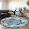 Piper Looms Mayfield Oriental AMF1036 Blue Machine Washable Area Rug Round Lifestyle Image Feature