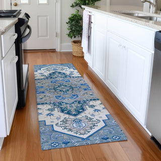 Piper Looms Mayfield Oriental AMF1036 Blue Machine Washable Area Rug Runner Lifestyle Image Feature