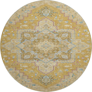 Piper Looms Mayfield Oriental AMF1036 Gold Machine Washable Area Rug Round Main Image