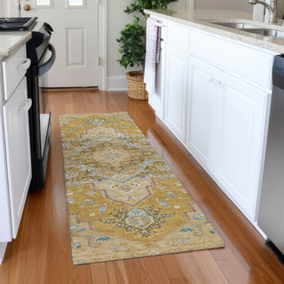 Piper Looms Mayfield Oriental AMF1036 Gold Machine Washable Area Rug Runner Lifestyle Image Feature