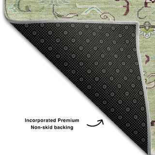Piper Looms Mayfield Oriental AMF1036 Green Machine Washable Area Rug Backing Image