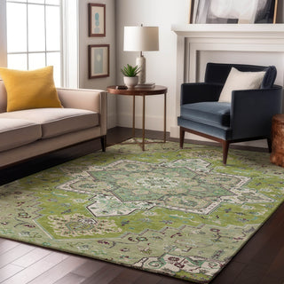 Piper Looms Mayfield Oriental AMF1036 Green Machine Washable Area Rug Lifestyle Image Feature