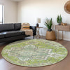 Piper Looms Mayfield Oriental AMF1036 Green Machine Washable Area Rug Round Lifestyle Image Feature