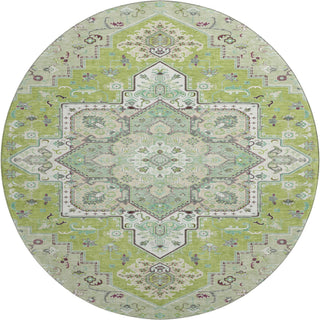 Piper Looms Mayfield Oriental AMF1036 Green Machine Washable Area Rug Round Main Image