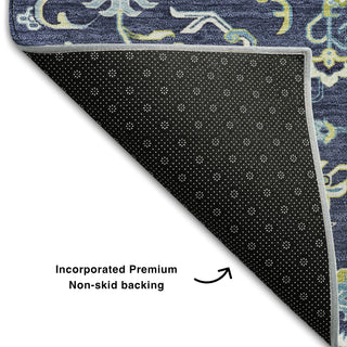 Piper Looms Mayfield Oriental AMF1036 Navy Machine Washable Area Rug Backing Image