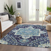 Piper Looms Mayfield Oriental AMF1036 Navy Machine Washable Area Rug Lifestyle Image Feature