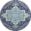 Piper Looms Mayfield Oriental AMF1036 Navy Machine Washable Area Rug Round Main Image