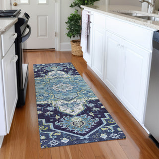 Piper Looms Mayfield Oriental AMF1036 Navy Machine Washable Area Rug Runner Lifestyle Image Feature