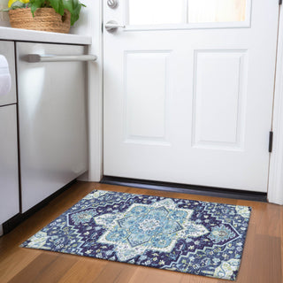 Piper Looms Mayfield Oriental AMF1036 Navy Machine Washable Area Rug Scatter Lifestyle Image Feature
