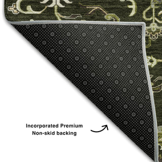 Piper Looms Mayfield Oriental AMF1036 Olive Machine Washable Area Rug Backing Image