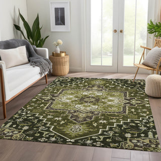 Piper Looms Mayfield Oriental AMF1036 Olive Machine Washable Area Rug Lifestyle Image Feature