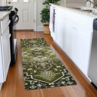Piper Looms Mayfield Oriental AMF1036 Olive Machine Washable Area Rug Runner Lifestyle Image Feature