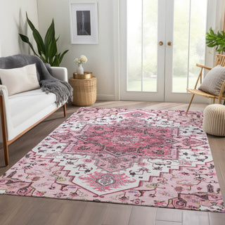 Piper Looms Mayfield Oriental AMF1036 Pink Machine Washable Area Rug Lifestyle Image Feature