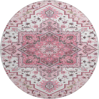 Piper Looms Mayfield Oriental AMF1036 Pink Machine Washable Area Rug Round Main Image