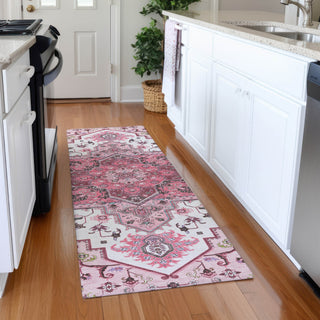 Piper Looms Mayfield Oriental AMF1036 Pink Machine Washable Area Rug Runner Lifestyle Image Feature