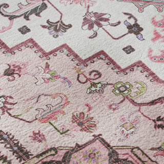 Piper Looms Mayfield Oriental AMF1036 Pink Machine Washable Area Rug Swatch Image