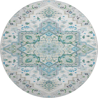 Piper Looms Mayfield Oriental AMF1036 Silver Machine Washable Area Rug Round Main Image