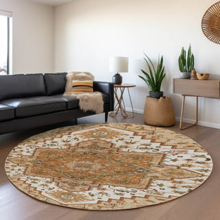 Piper Looms Mayfield Oriental AMF1036 Terracotta Machine Washable Area Rug Round Lifestyle Image Feature
