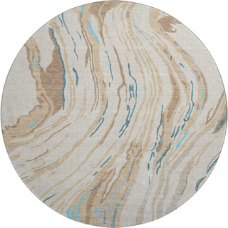 Piper Looms Mayfield Swirls AMF1037 Beige Machine Washable Area Rug Round Main Image