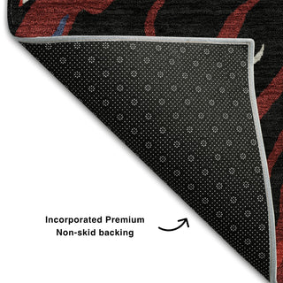 Piper Looms Mayfield Swirls AMF1037 Black Machine Washable Area Rug Backing Image