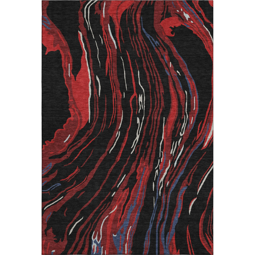 Piper Looms Mayfield Swirls AMF1037 Black Machine Washable Area Rug main image