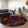 Piper Looms Mayfield Swirls AMF1037 Black Machine Washable Area Rug Round Lifestyle Image Feature