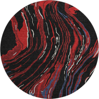 Piper Looms Mayfield Swirls AMF1037 Black Machine Washable Area Rug Round Main Image