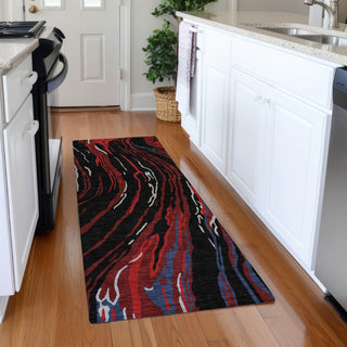 Piper Looms Mayfield Swirls AMF1037 Black Machine Washable Area Rug Runner Lifestyle Image Feature
