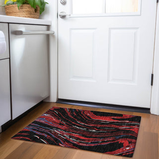 Piper Looms Mayfield Swirls AMF1037 Black Machine Washable Area Rug Scatter Lifestyle Image Feature