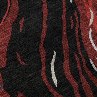 Piper Looms Mayfield Swirls AMF1037 Black Machine Washable Area Rug Swatch Image