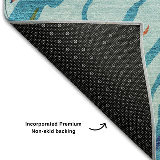 Piper Looms Mayfield Swirls AMF1037 Blue Machine Washable Area Rug Backing Image
