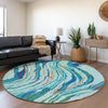 Piper Looms Mayfield Swirls AMF1037 Blue Machine Washable Area Rug Round Lifestyle Image Feature