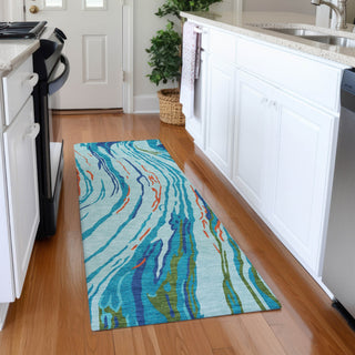Piper Looms Mayfield Swirls AMF1037 Blue Machine Washable Area Rug Runner Lifestyle Image Feature